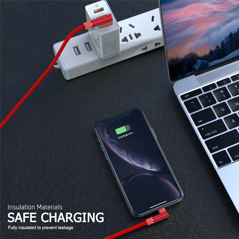 3X 90 Degree Right Angle Fast Charger Cable For iPhone 14 13 12 11 Charging Cord gallery