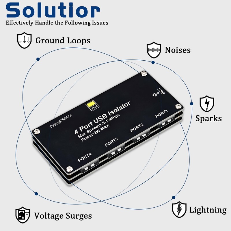 4 Port USB Isolator Adum3160 Chip 2W 5V Regulated Power 12Mbps 1.5KV Adapter gallery