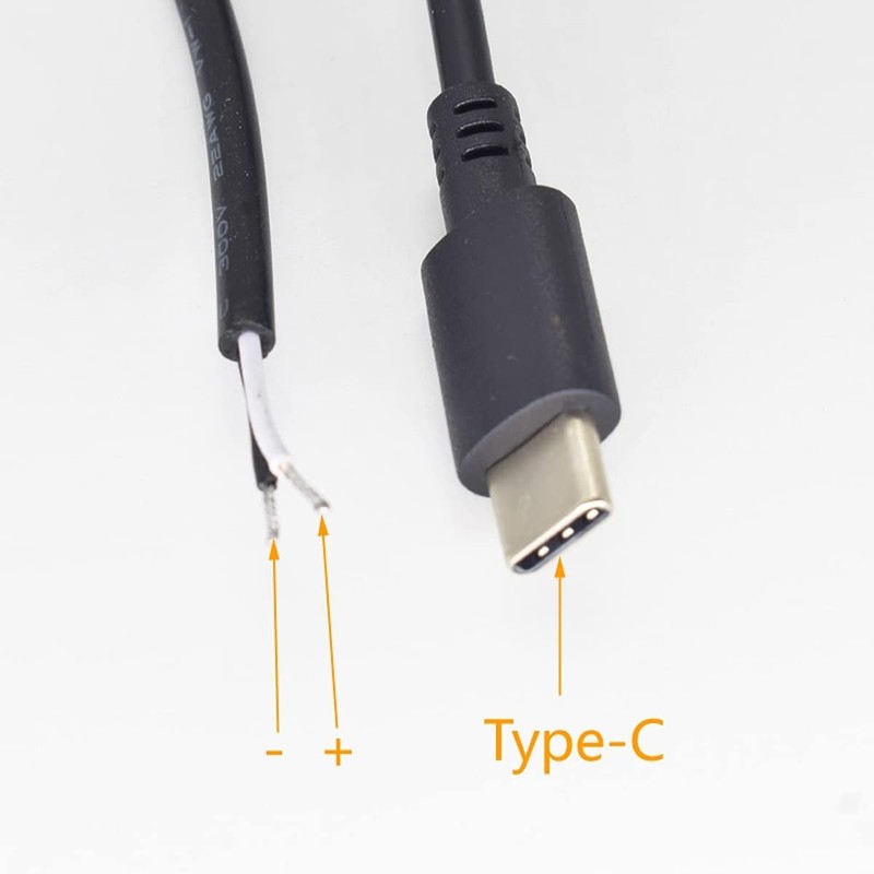 ELNONE 2Pack 1M/3.3Ft USB C Power Pigtail 2 Cable 22AWG 3A 12V Type C USB Mal... gallery