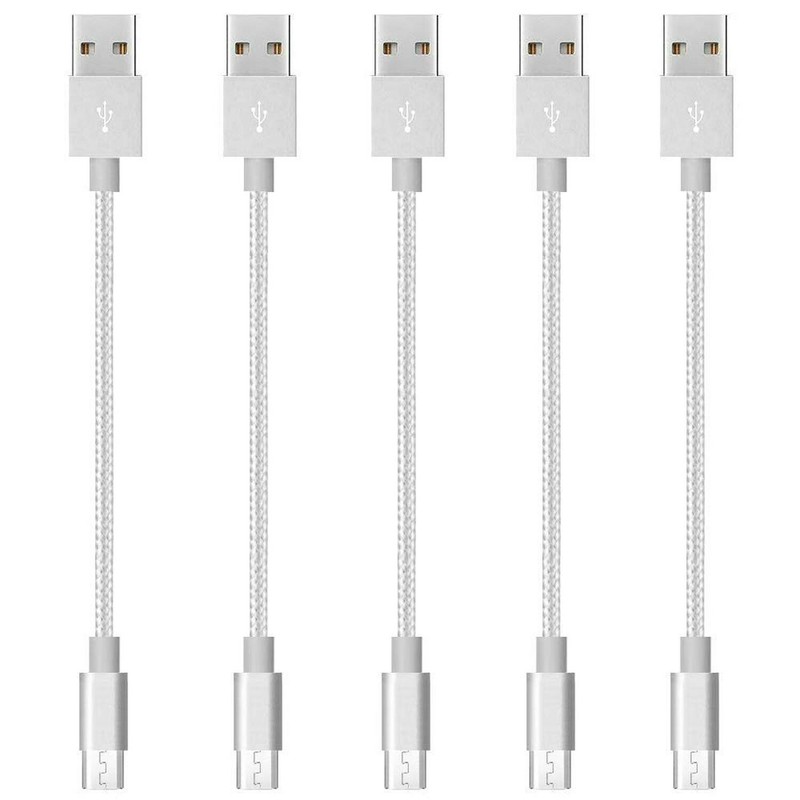 10in Short Micro USB Charger Cable, Maeline 5 Pack 10 inch Nylon Braided Andr…