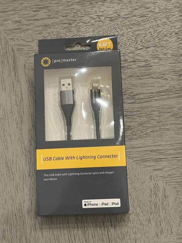 ProMaster USB Braided Charging Cable with 8-Pin Connector 6.6ft