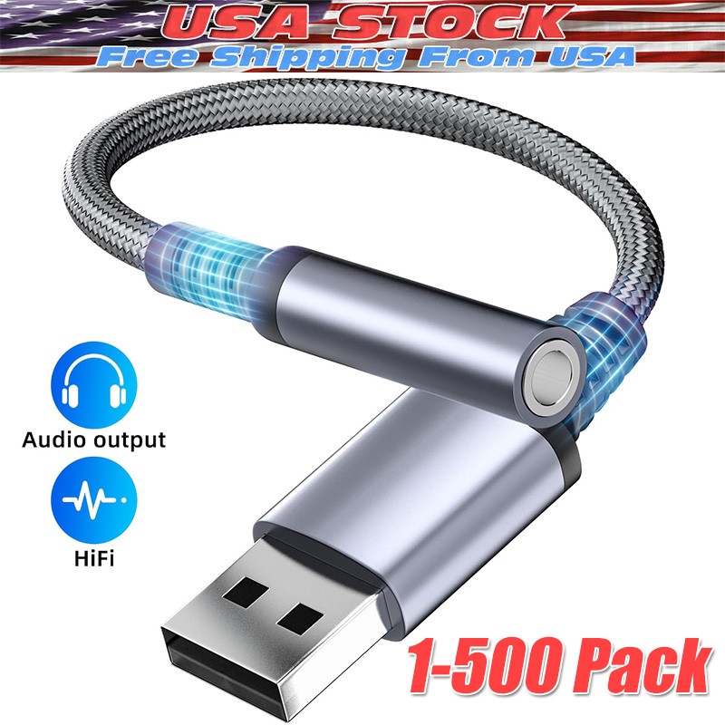 New USB Type A To 3.5mm AUX Female Audio Headphone Jack Cable Adapter Lot