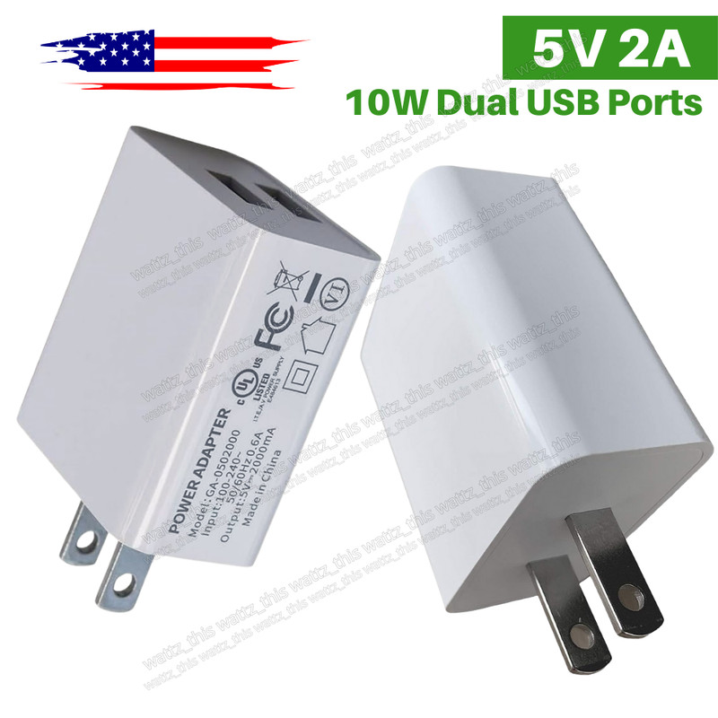 US Plug 5V 2A USB Port Fast Wall Charger Dual USB Power Adapter Converter 1-2Pcs