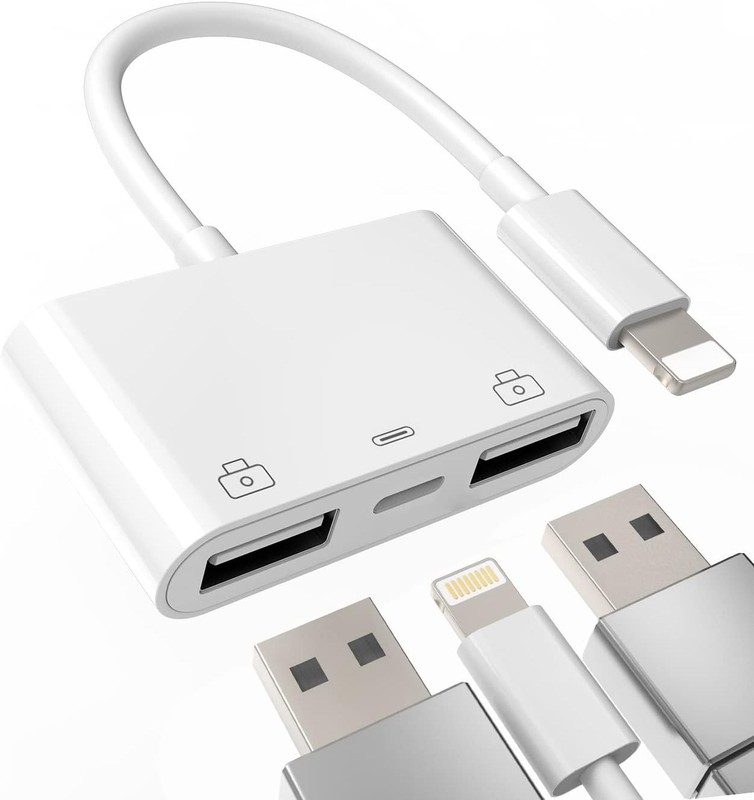 For iPhone to dual USB 3.0 Camera OTG Adapter with Charging Port for iPad Lot gallery