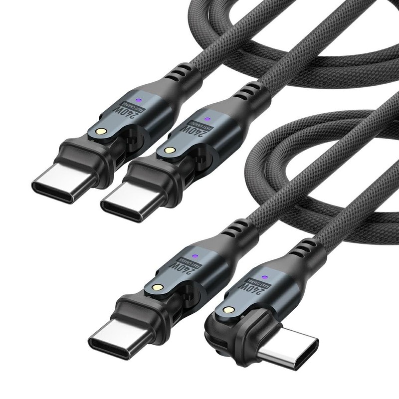 USB Cable Type C to C 180° Rotation PD 240W USB2.0 480MBPS & Data Transfer Ca…