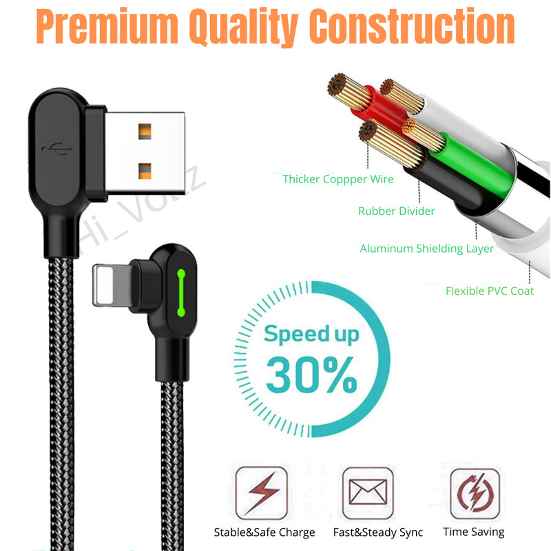 3 Pack Mcdodo 90 Degree Elbow USB Cable Charger Cord For iPhone 11 12 13 14 Pro gallery