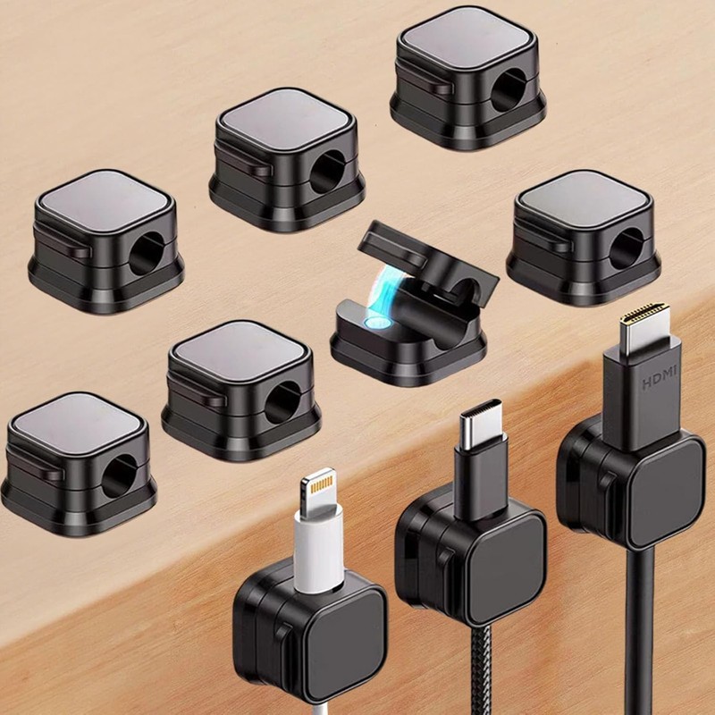 10 Pack Cord Organizer, Magnetic Cord Holder, Cable Clips for Desk, Adhesive