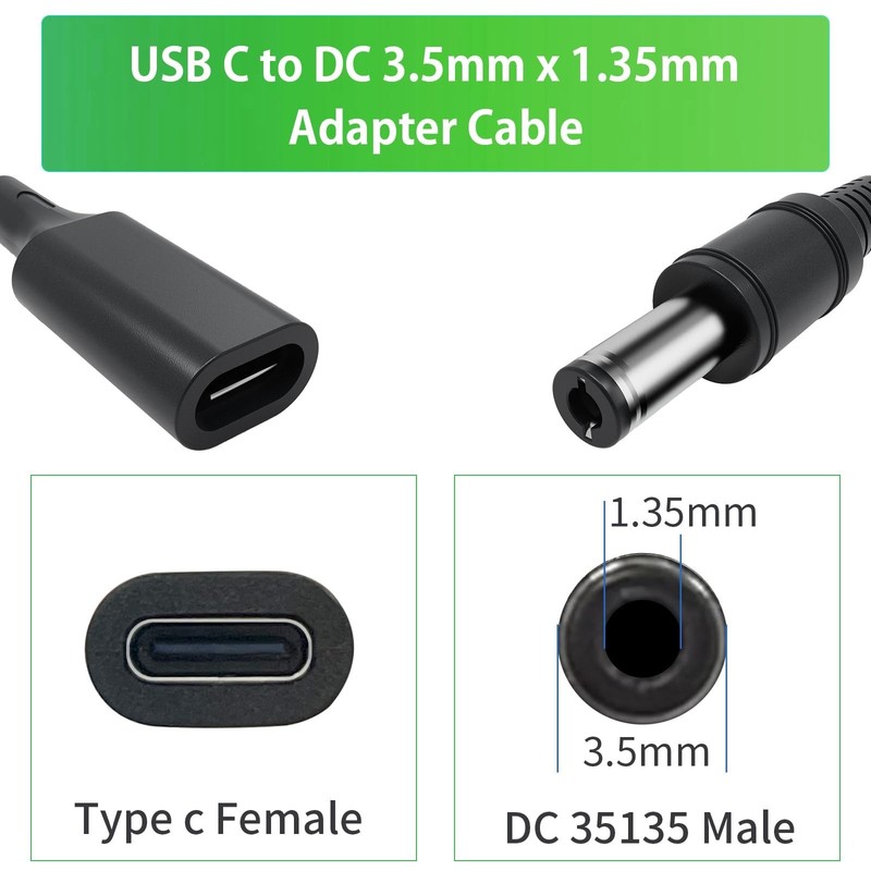 2Pack 3.28Ft USB-C to DC Adapter Cable 3.5mm Power Charge for Printer, CCTV, LED gallery