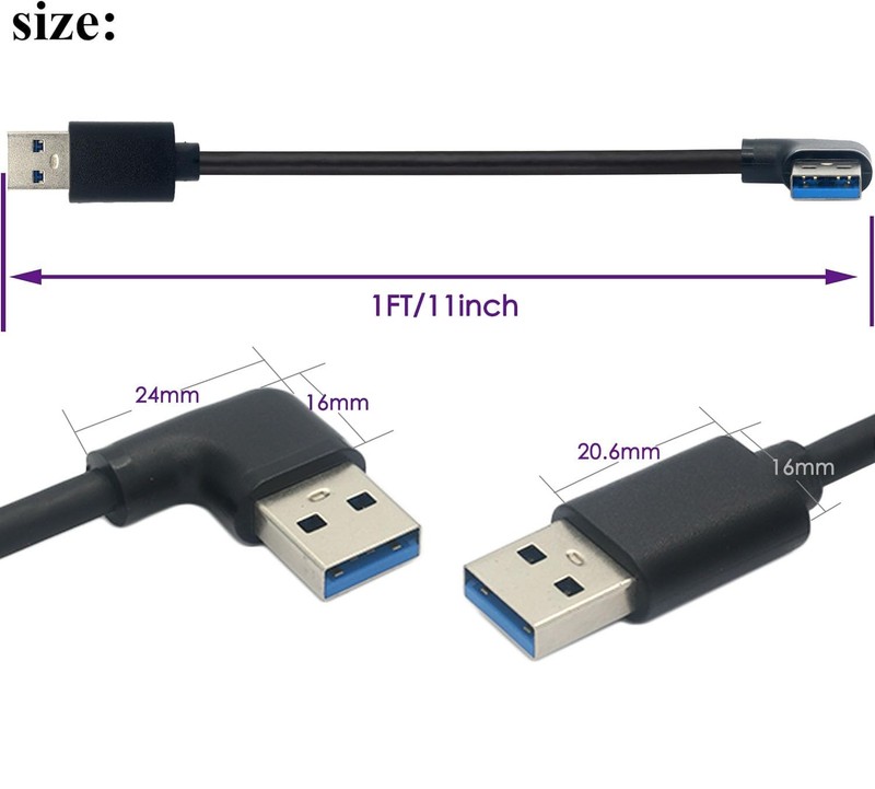 1 PC 90 Degree Right Angled USB 3.0 TypeA Male To Male Straight Cable 1FT gallery