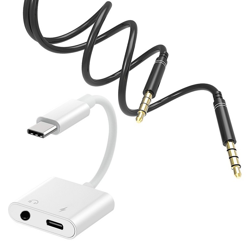 High Efficiency 2in1 TypeC to 3.5mm Audio Aux Cable & Audio Cable for HTC U Paly