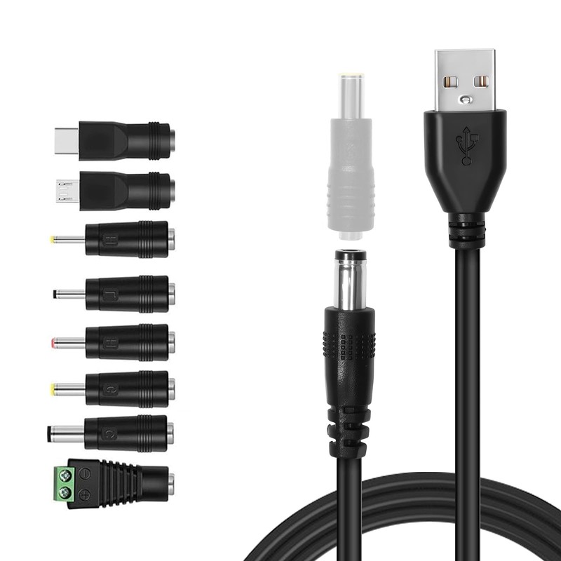 Universal 5V DC Power Cable, USB to DC Charging Cord with 8pcs Adapter Plugs ... gallery