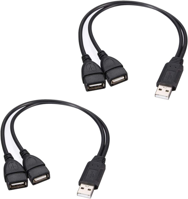 USB 2.0 Adapter, Dual USB Female Jack Y Splitter Charger Cable (2 Pack) for Lapt