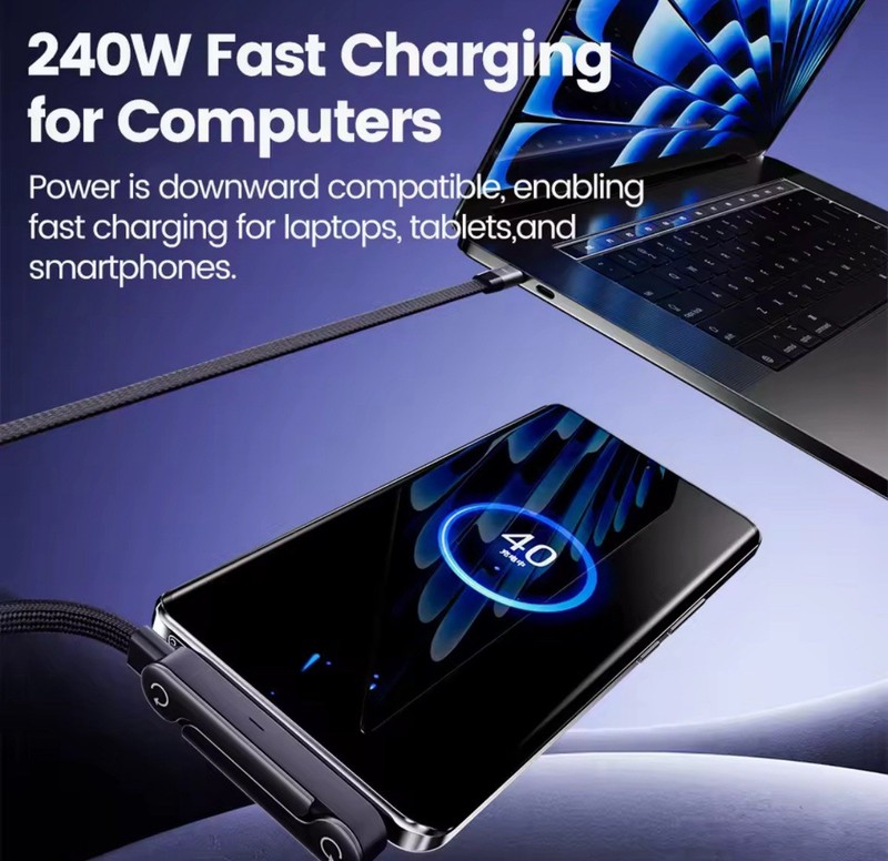 USB-C Charging Cable With Phone Holder Fast Charging 240W 1M Cable gallery