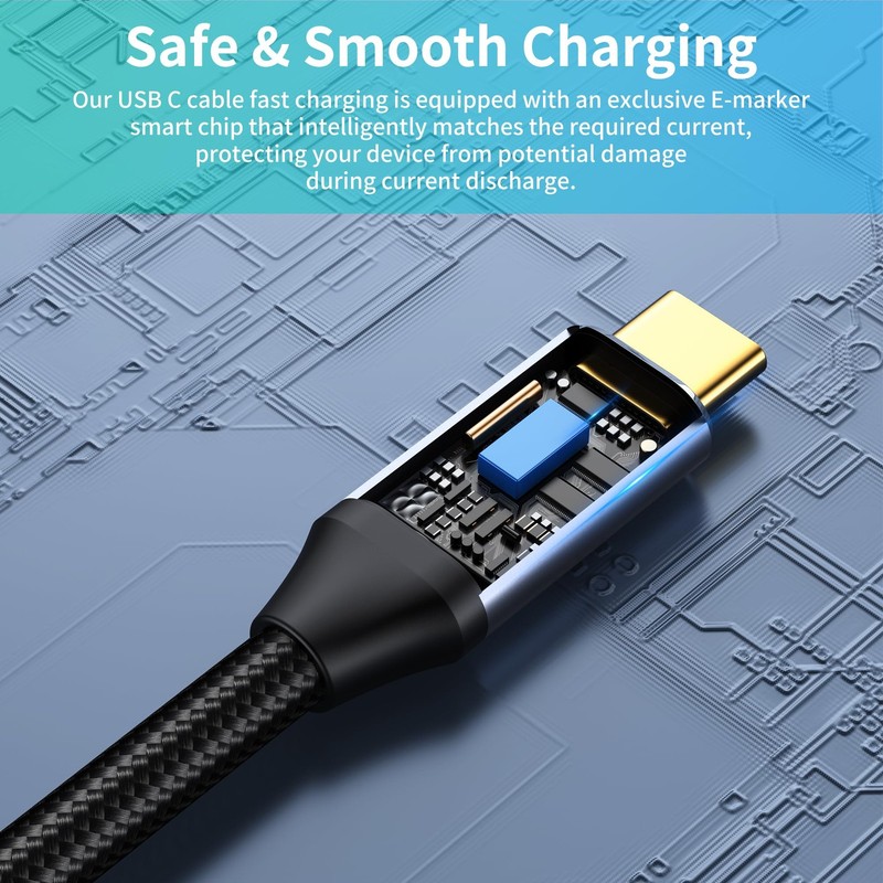 USB C to USB C Data Cable 3.3FT, 100W USB C-C Cable, 20V5A Fast Charging PD U... gallery