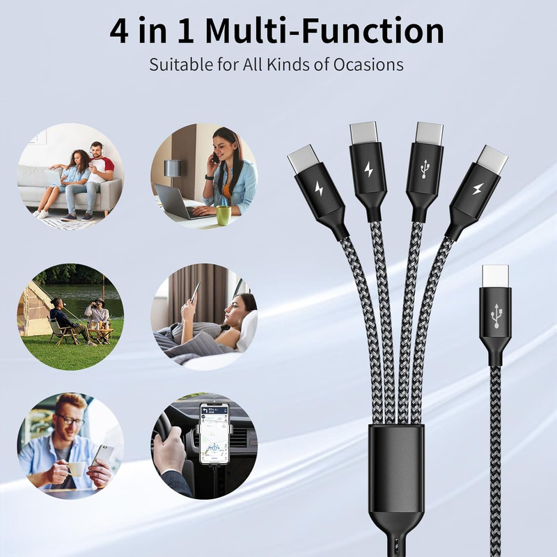 USB C Splitter Multi Charging Cable, Dual Type C Charger Cord,4 in 1 Multiple Ny gallery