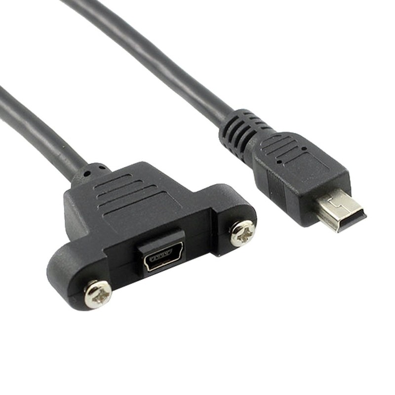 Panel Mount Mini USB 2.0 5Pin Male To Female Extension Adapter Cable 50cm