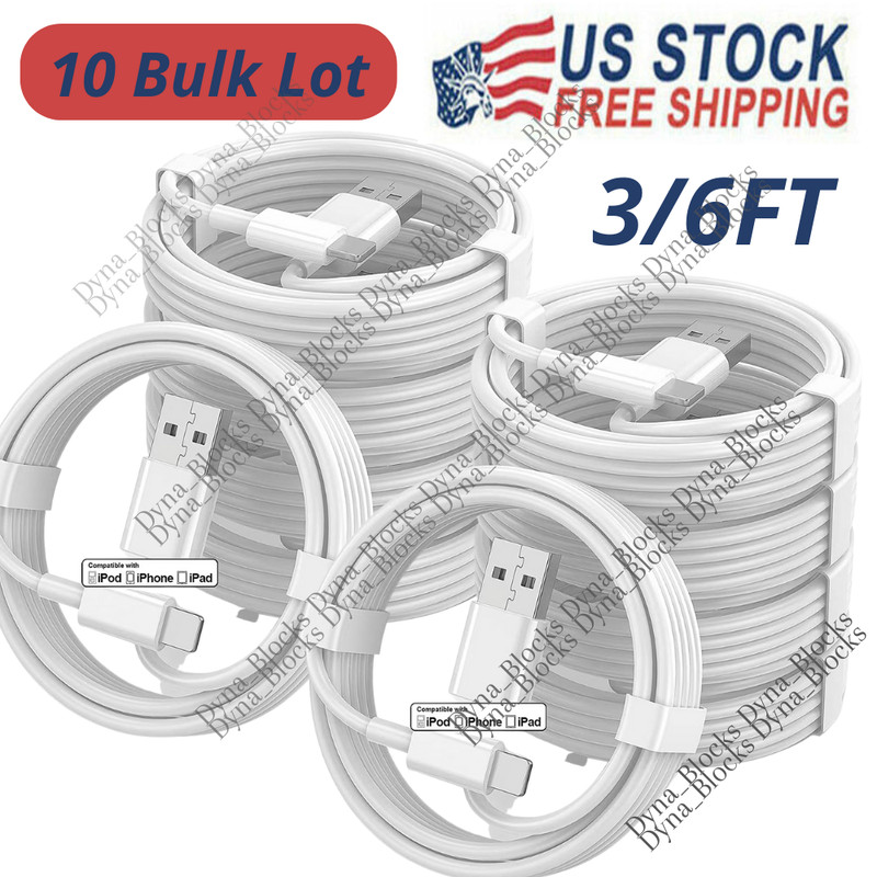 10 Pack For iPhone 6 7 8Plus SE XR Xs Max 11 12 13 14 Pro Fast Charger USB Cable