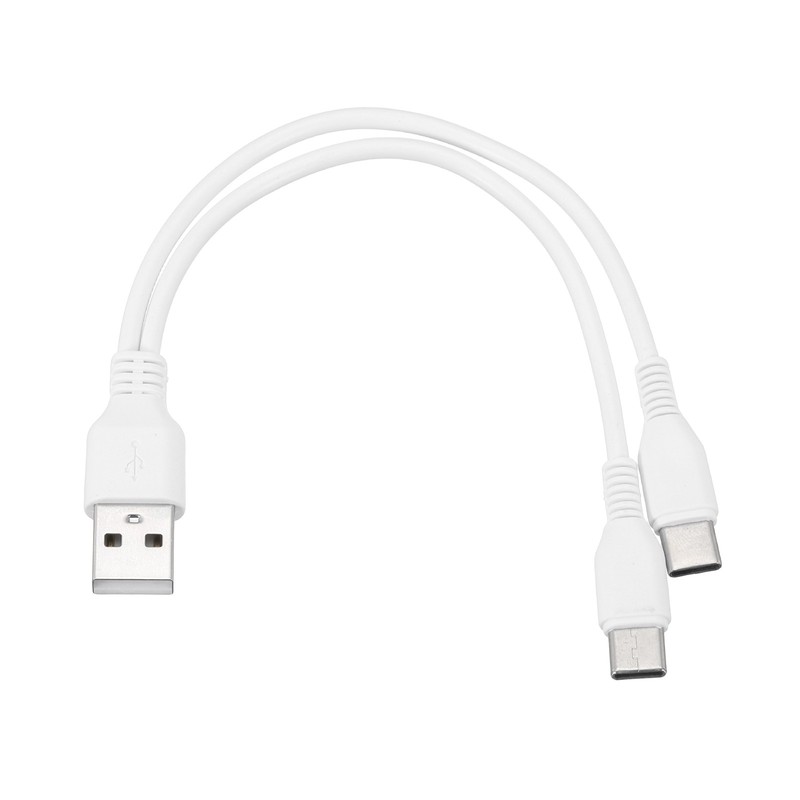 Multi USB A to 2 USB Type C 2 in 1 Splitter 8 Inch White