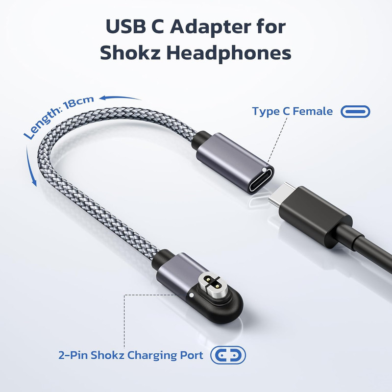 USB C to Shokz Charging Cable Adapter 2Pack,AfterShokz Headphone Charger, gallery