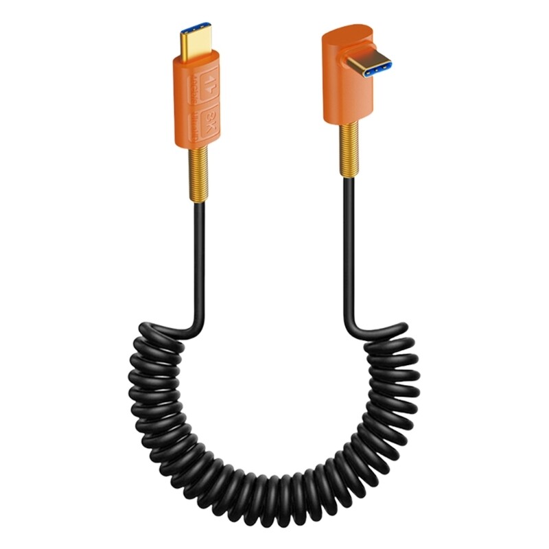 USB Type C Spring Coiled Cable Wire Double Male End Connectors Wire 240w Power gallery
