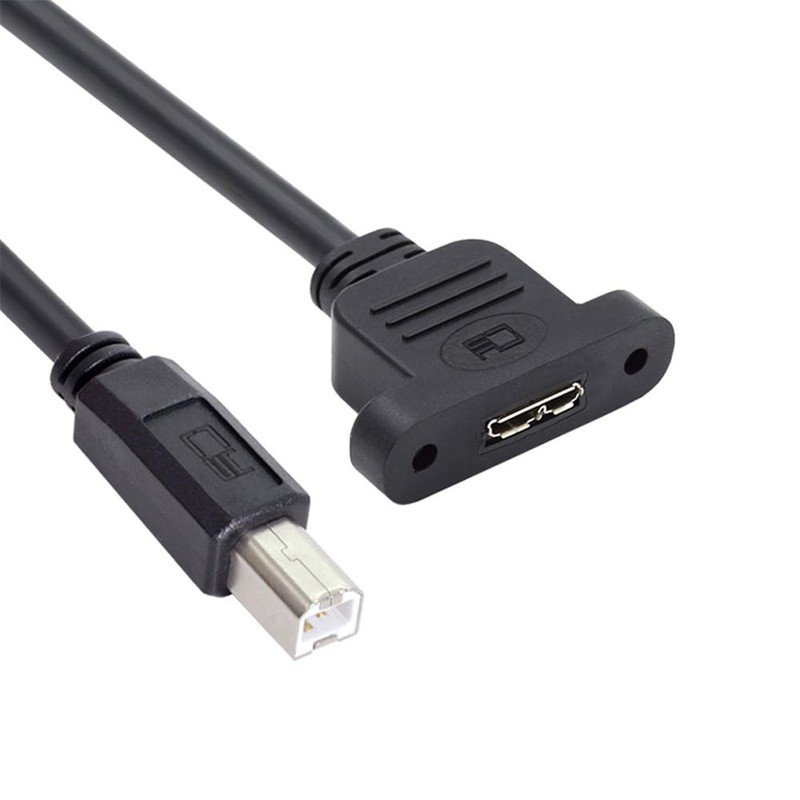 USB 2.0 Type B Male Screw Mount to 3.0 480Mbps Type B Micro Female Extender