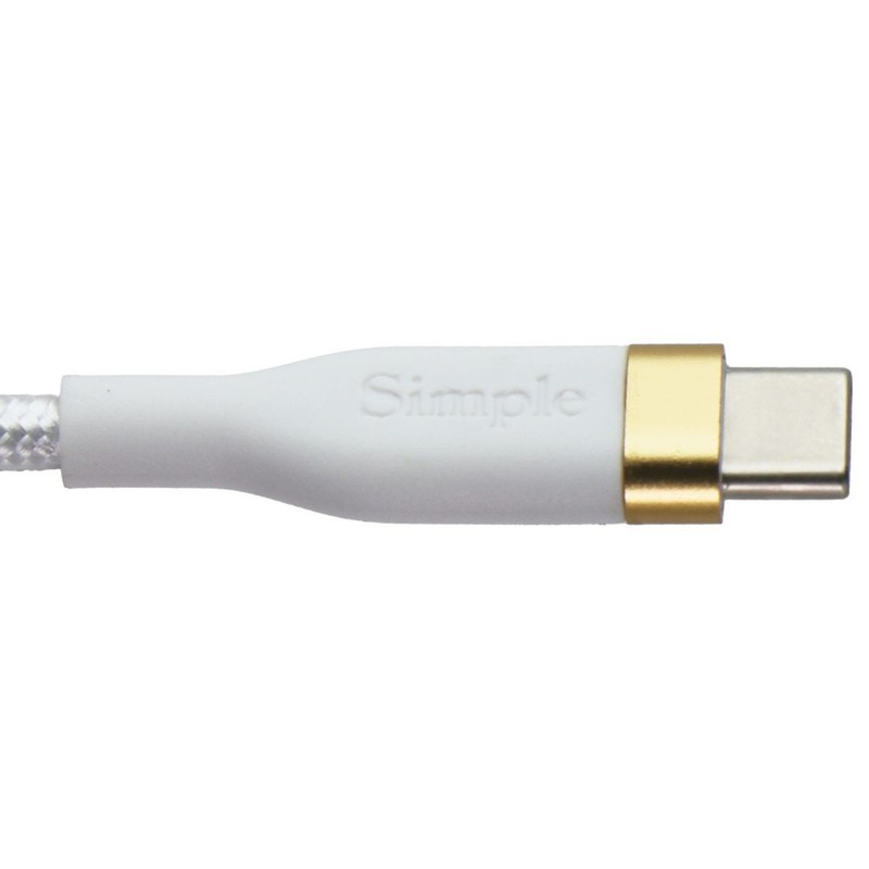 S. Simple (6-Ft) USB-C to USB-C Tough-Knit Braided Cable - White/Gold gallery