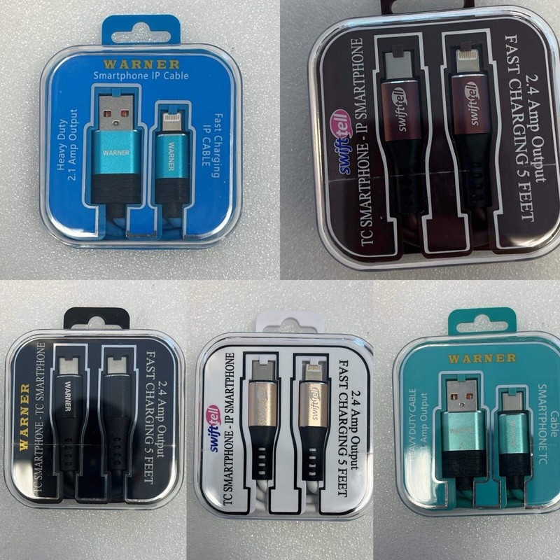 Fast Charger 5 Ft Cord to For iPhone 14 13 12 11 Pro Max XR lot Of 5