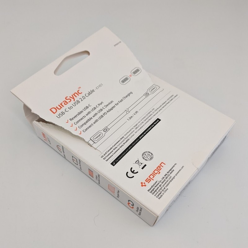 Spigen DuraSync 60W USB C - USB C 2.0 Sync & Charging Cable - White gallery