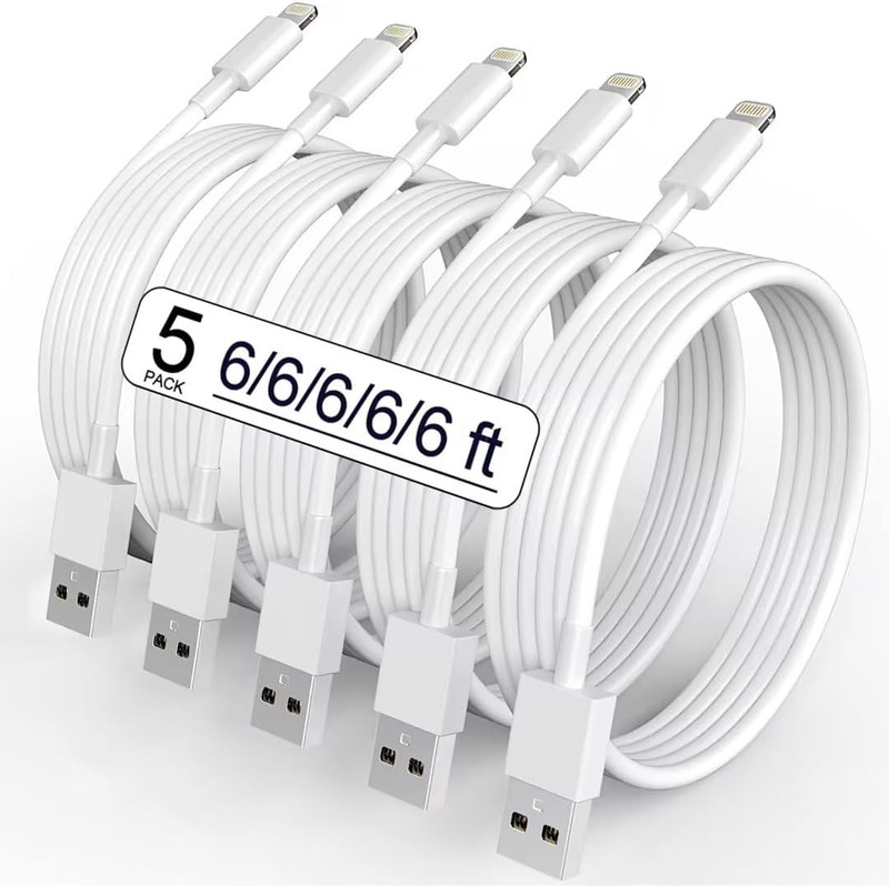 5 Pack(6Ft)Original[Apple Mfi Certified] Iphone Charger,Lightning Cable Fast