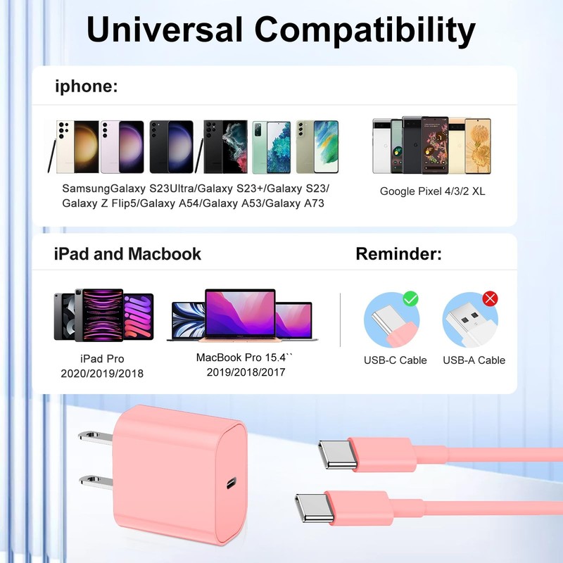 iPhone 15 Charger 10 Ft with 20w USB Charger Block,2-Pack 20W Fast Wall Charg... gallery