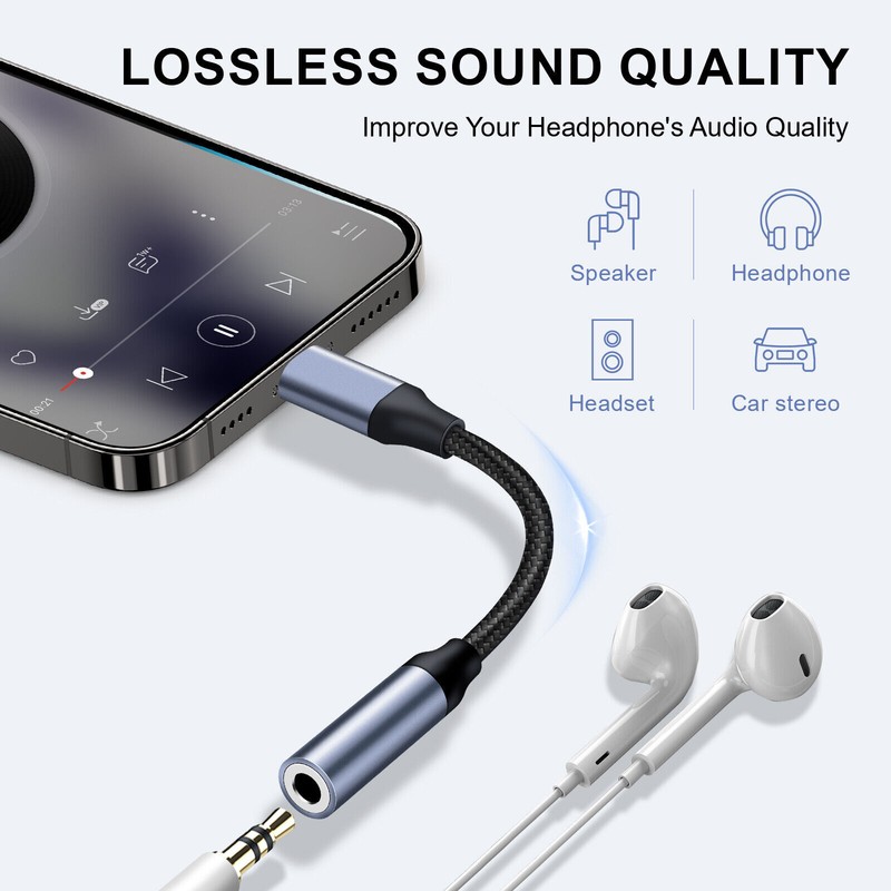 For iPhone 16 Pro Max USB Type C to 3.5mm Aux Jack Adapter Earphone Dongle Cable gallery