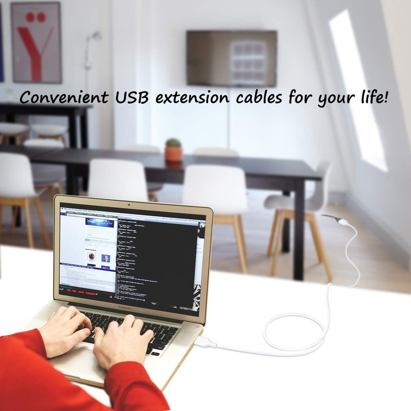 USB Extension Cable White 15ft, 2 Pack USB 2.0 Extender Cable Type A Male to ... gallery