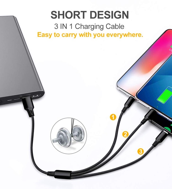 Multi Charging Cable, 2Pack Multi Charger Cable Short 1FT Braided Universal 3... gallery