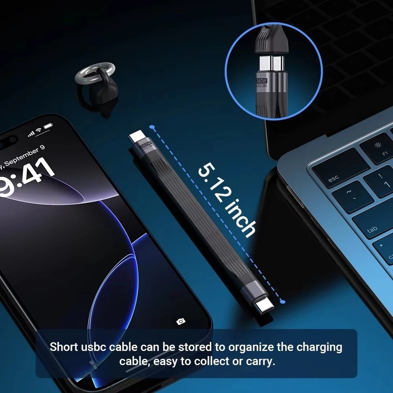 240W USB4 Type C to Type C Keychain Cable 40Gbps 8K Fast Charging Short Cord gallery