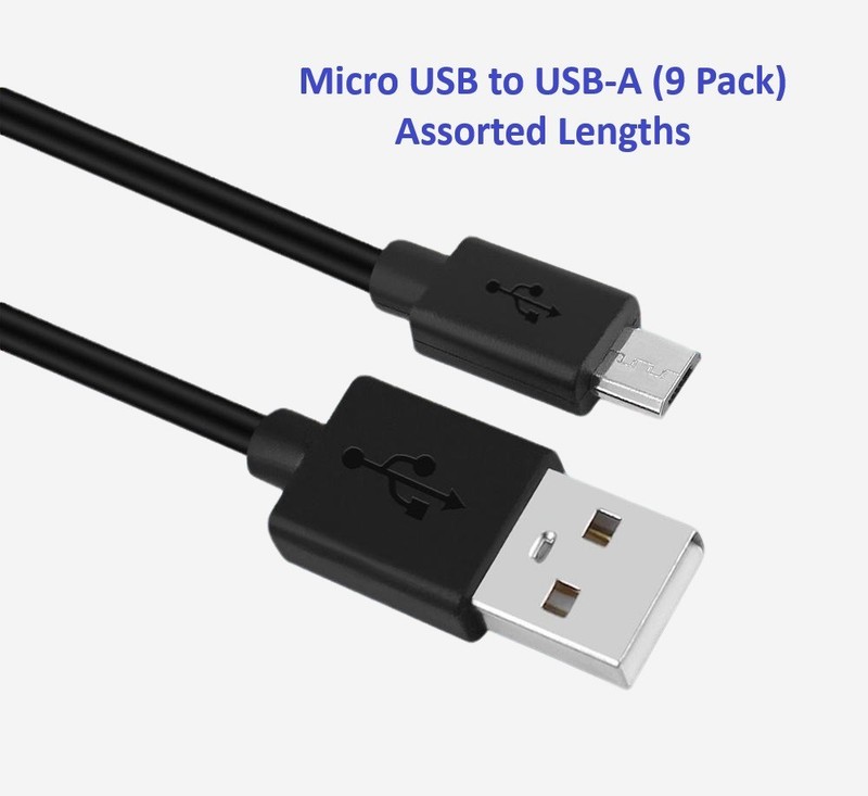 Assorted MicroUSB to USB-A charging cables (9-pack)