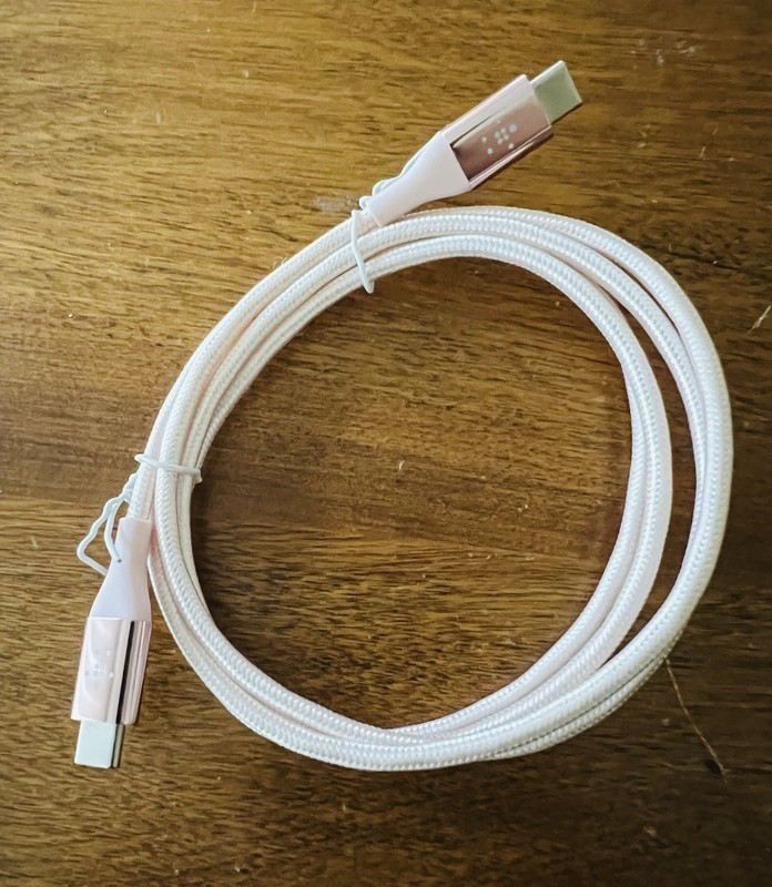 Pink Belkin BoostCharge Braided USB-C to USB-C Cable 4ft.
