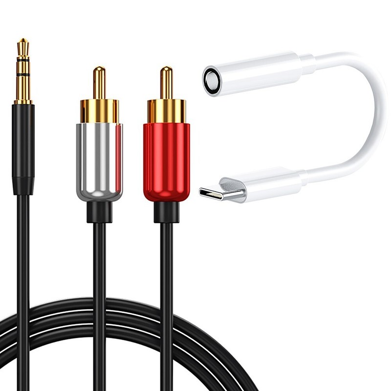Premium Real Type C to 3.5mm Audio Adapter + RCA Cable for Huawei Mate 20 Pro/RS