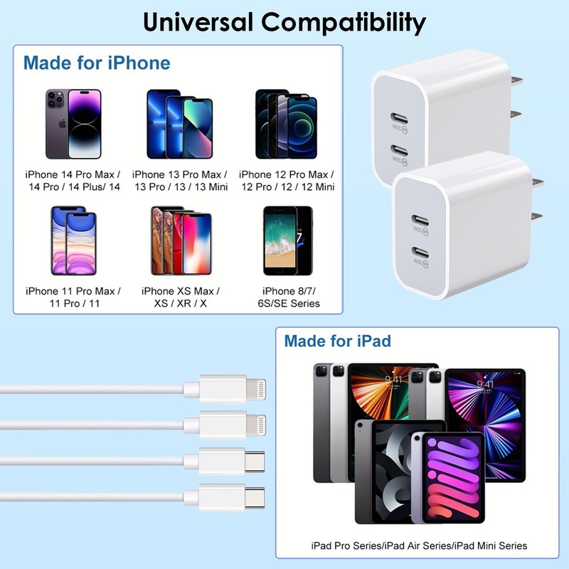 2 Pack Apple MFi Certified Fast Charger For iPhone 10FT USB C To Lightning Cord gallery
