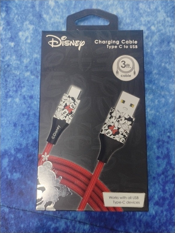 Disney Minnie Mouse charging Cable Type C To USB 3 Ft Cable RED