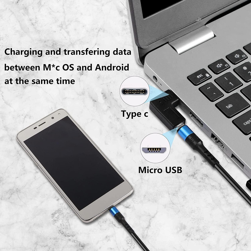 GELRHONR Right Angle USB C to Micro USB Adapter, 90 Degree Type C Male to Micro gallery