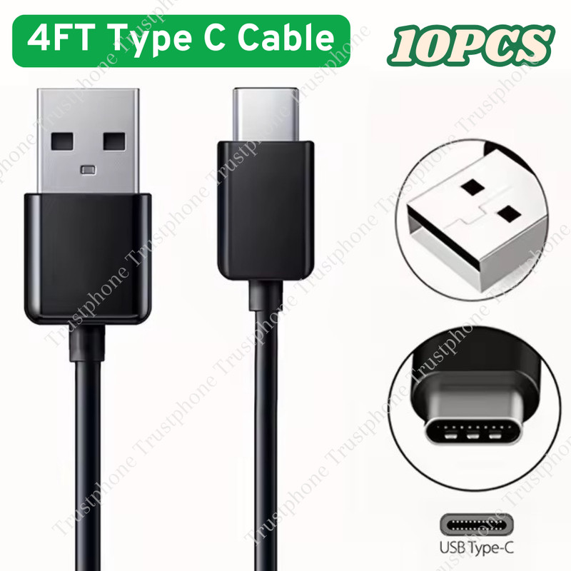 10X Wholesale Bulk USB Type C Cable 4ft For Samsung Fast Charger Charging Cord