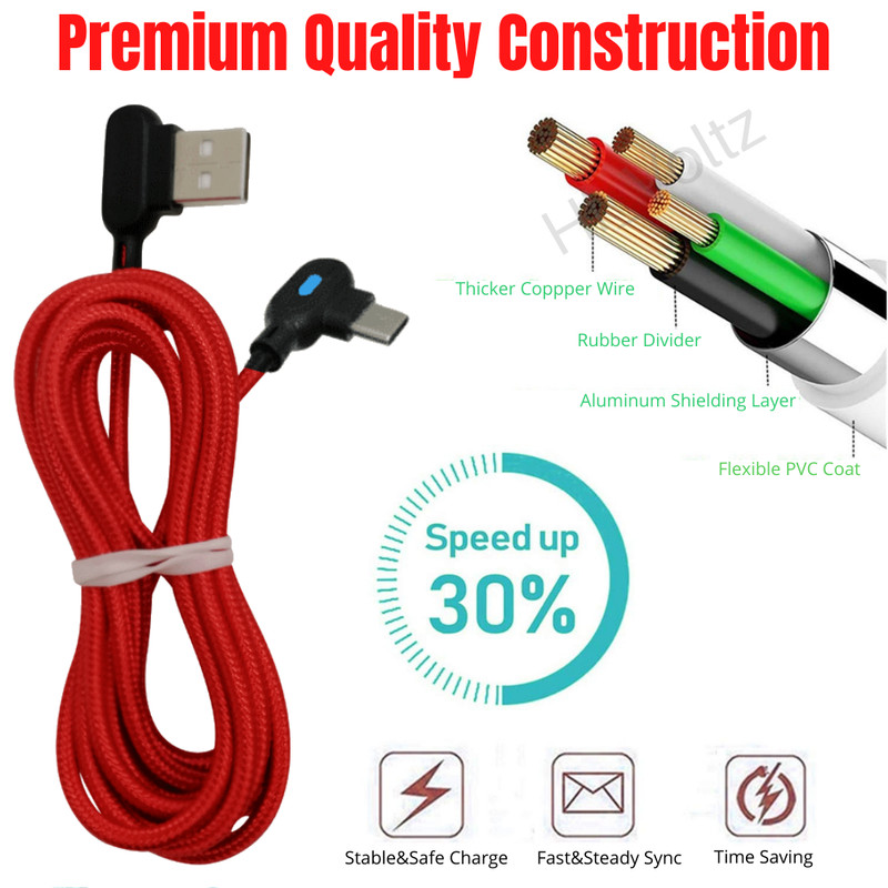 1/2/3X 6FT 90 Degree Angle Type-C Cable USB-C Fast Charger Data Cord For Samsung gallery
