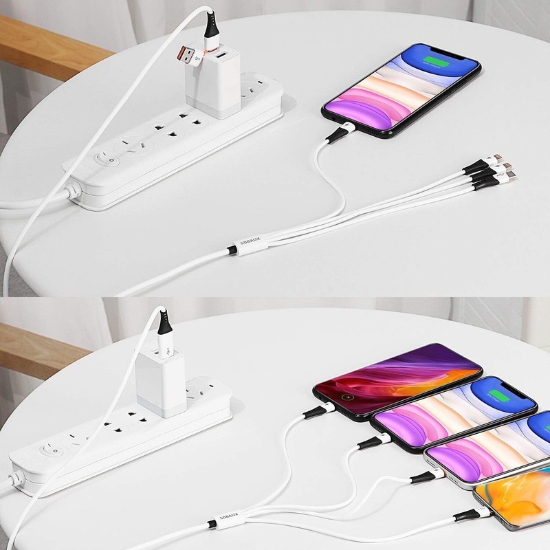 6 in 1 USB A to USB C Multi 4 in 1 Dual Phone Type C Micro Port Charger Cord gallery