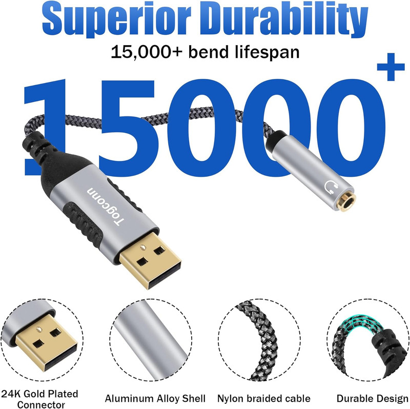 USB 3.0 Male to 3.5Mm TRRS 4-Pole Female Headphone Jack Adapter 2 Pack, USB-A to gallery
