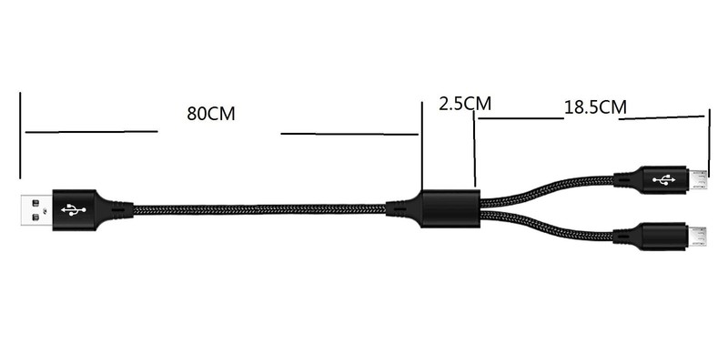 Dual MicroUSB Splitter Charge Cable - Power up to Micro USB Devices At Once F... gallery