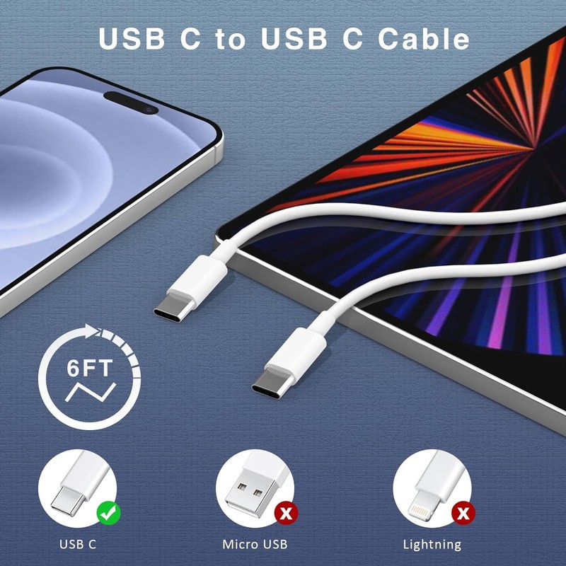 2X PD 20W Type C Charger Cube with USB C To USB C Cable For iPhone 15 16 Samsung gallery