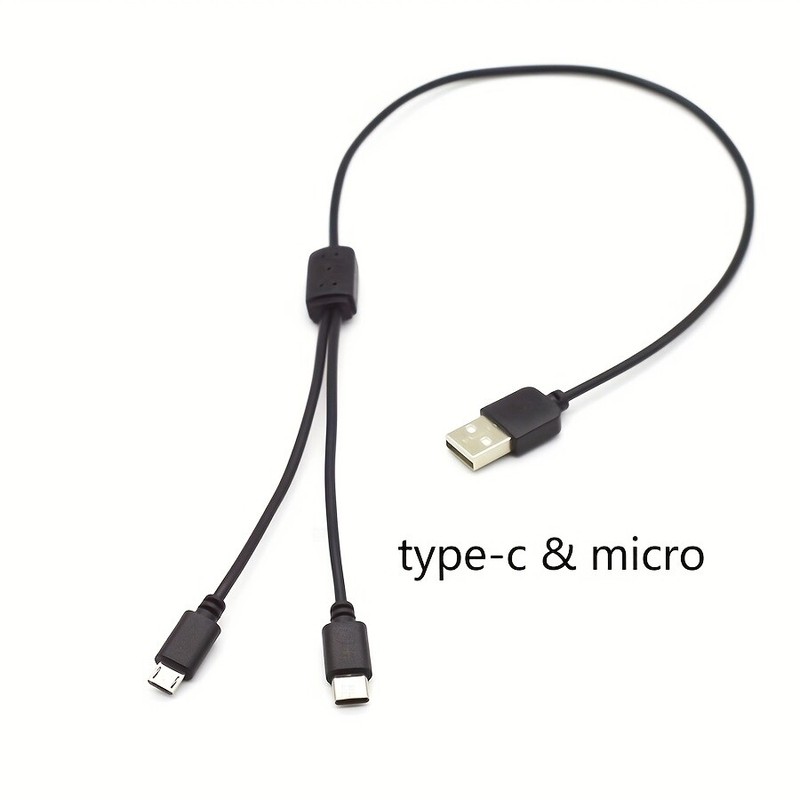 2pcs 19.69inch Type-C & Micro USB to Micro USB Charging Cables – Durable PVC, Ma
