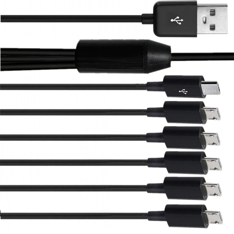 Multi USB Sync Cable 6 in 1 Charging Cord with 6 USB Plug for Mobile gallery