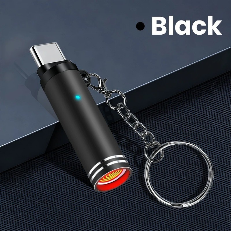 USB C Electric Cigarette Lighter Mini Air Blowing Safety Flame Free Igniter