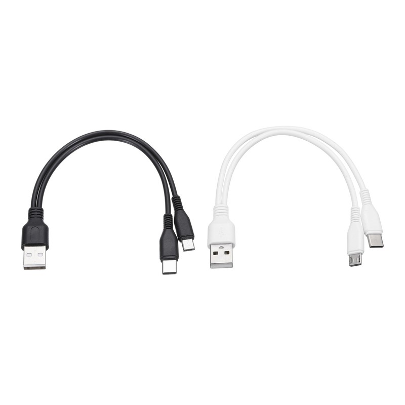 2 Pcs Multi USB A to Micro USB and USB Type C 2 in 1 Splitter 8 Inch, 2Colors